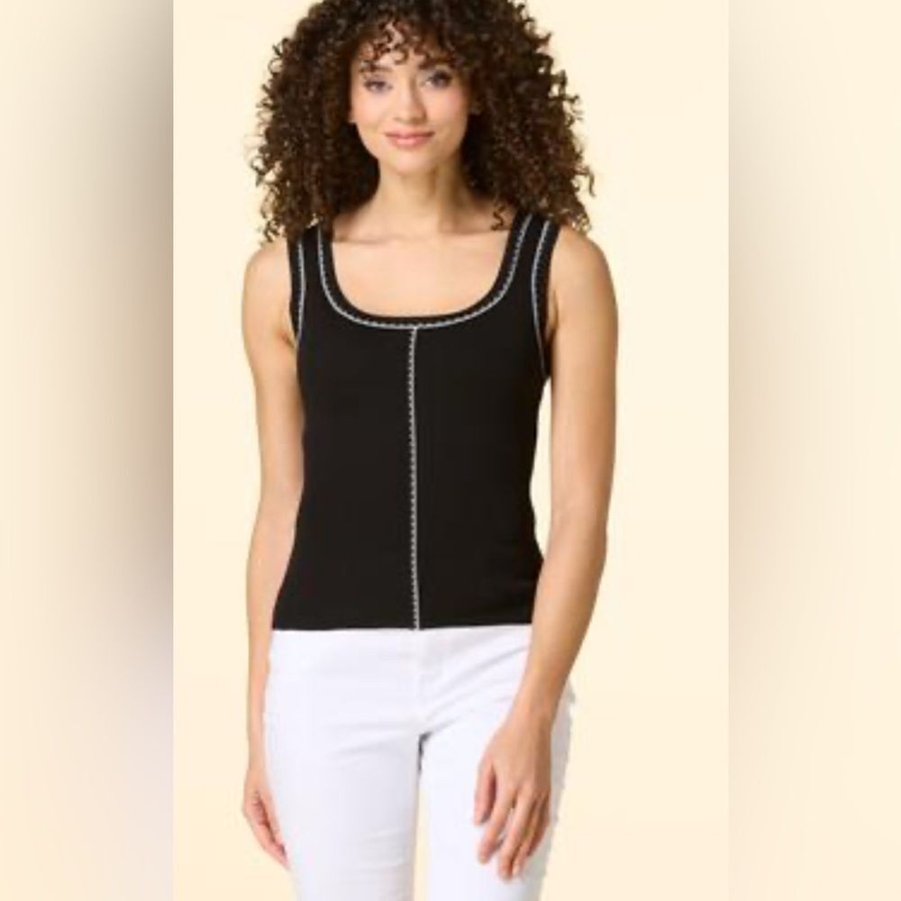 Workshop Republic Clothing Black Tank Top with White Accents